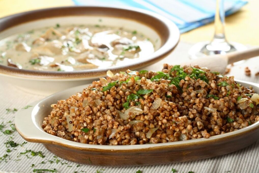 buckwheat with meat and herb