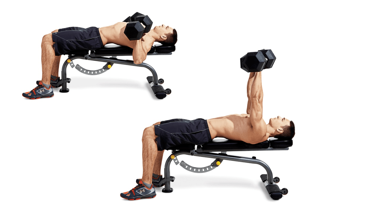 Dumbbell bench press to work the upper body